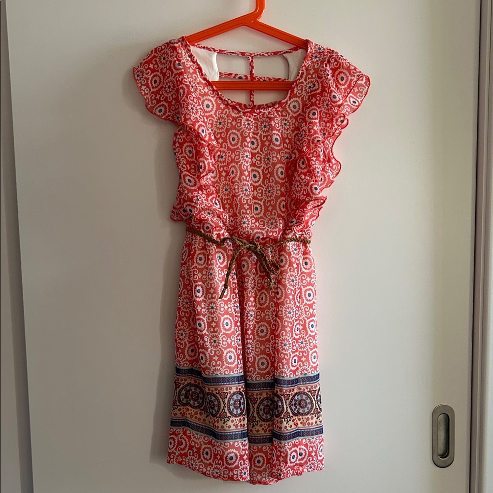 NWOT Dex Red and White Patterned Kids Dress